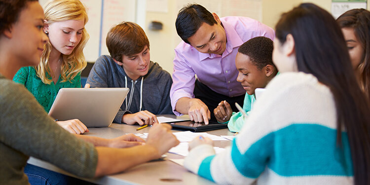 Teacher with a small group of students