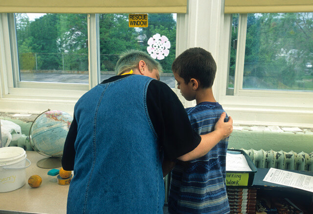 Teacher showing concern for student