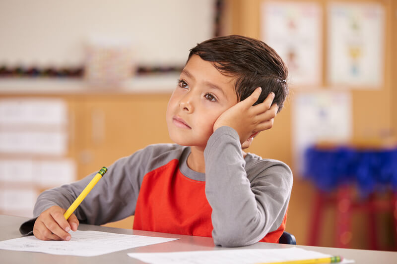 Student staring off in space