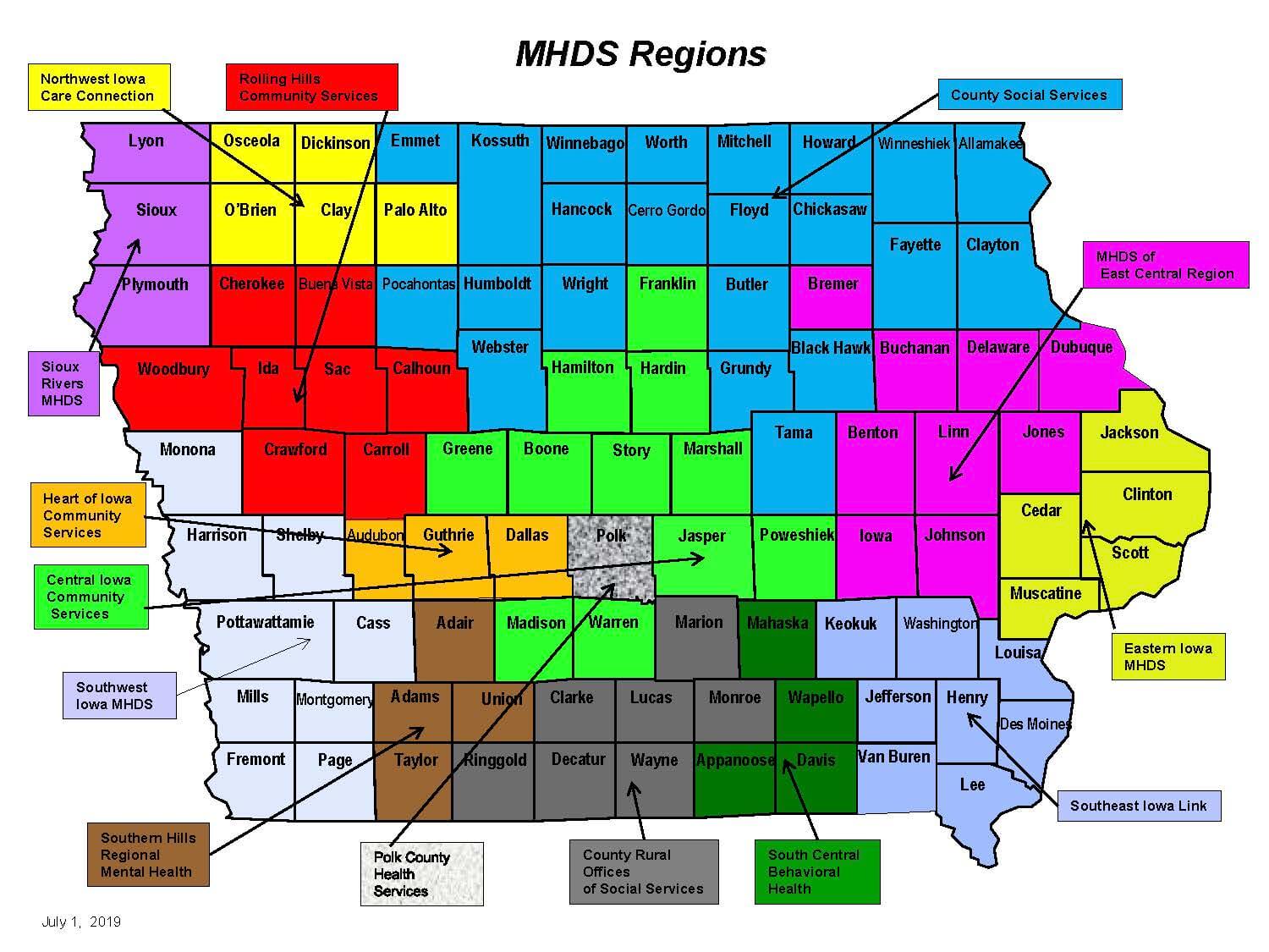 Iowa Mental Health Zones