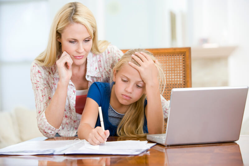 bored girl with mother